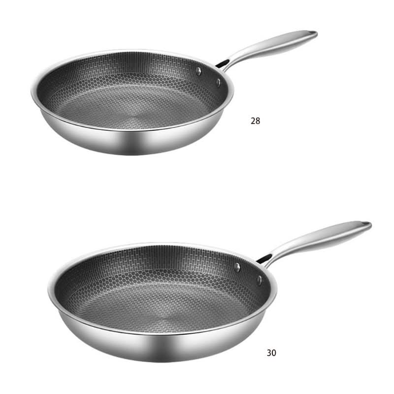 High-performance stainless steel frying pan with non-stick surface. Durable kitchenware for all cooking needs.