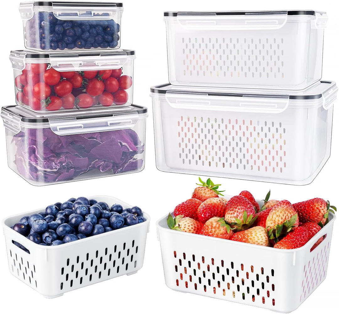 Large 5-piece FreshKeeper food storage set for fresh produce, meal prep, and kitchen organization.
