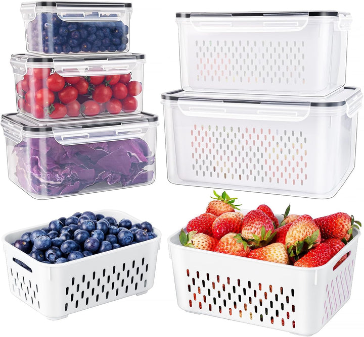 Large 5-piece FreshKeeper food storage set for fresh produce, meal prep, and kitchen organization.