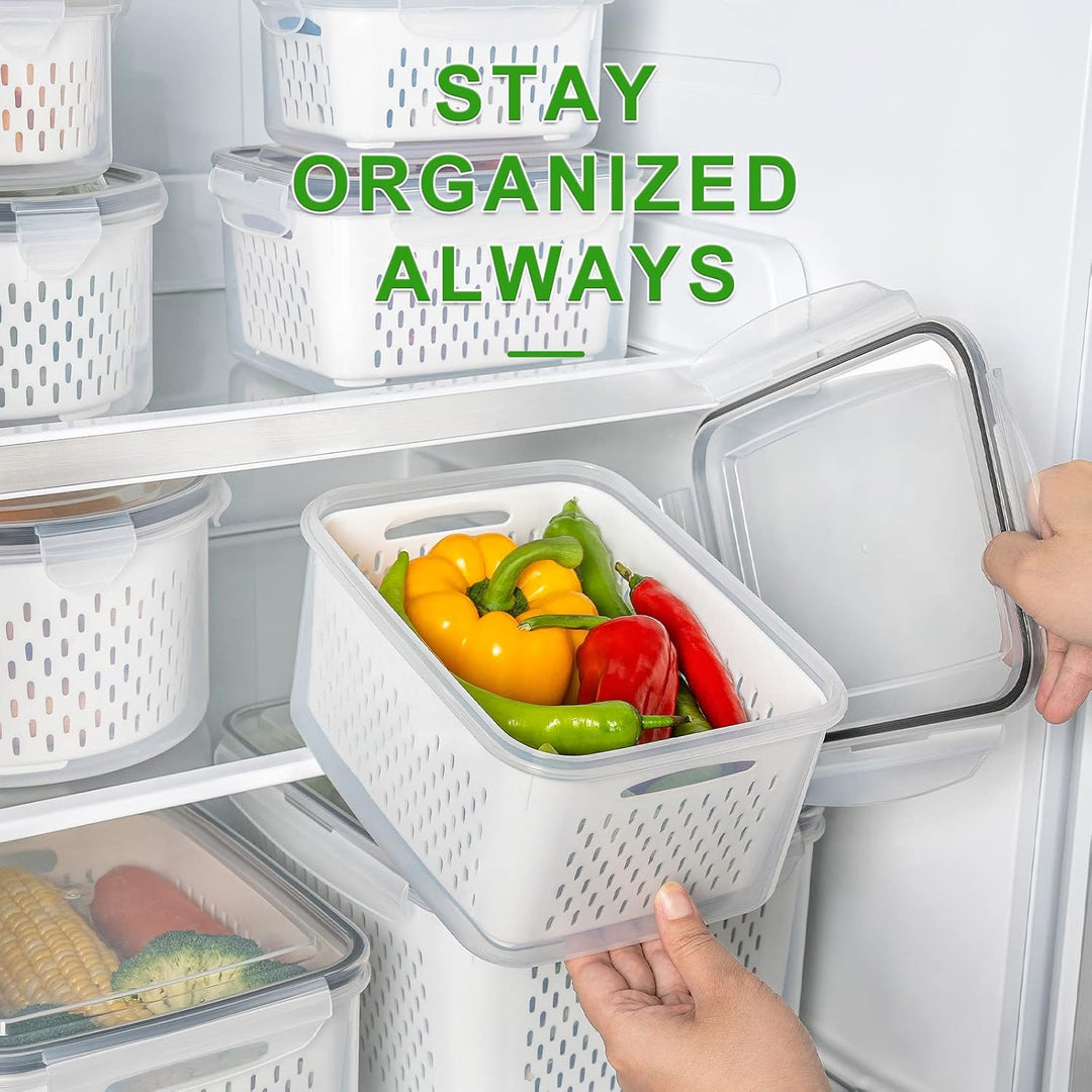 FreshKeeper 5-piece food storage containers for keeping fruits & vegetables fresh in fridge & pantry.