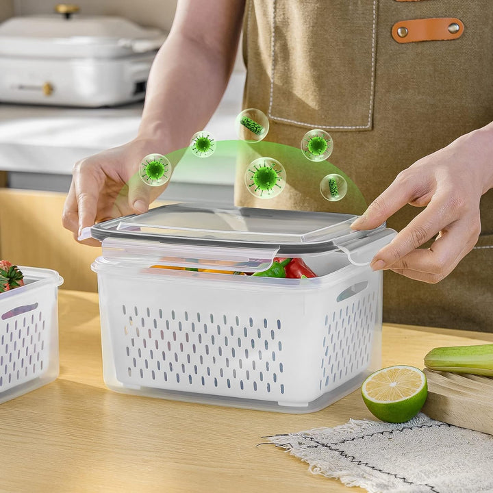 FreshKeeper large 5-piece storage containers for fresh produce, fruits, vegetables, and meal prep.
