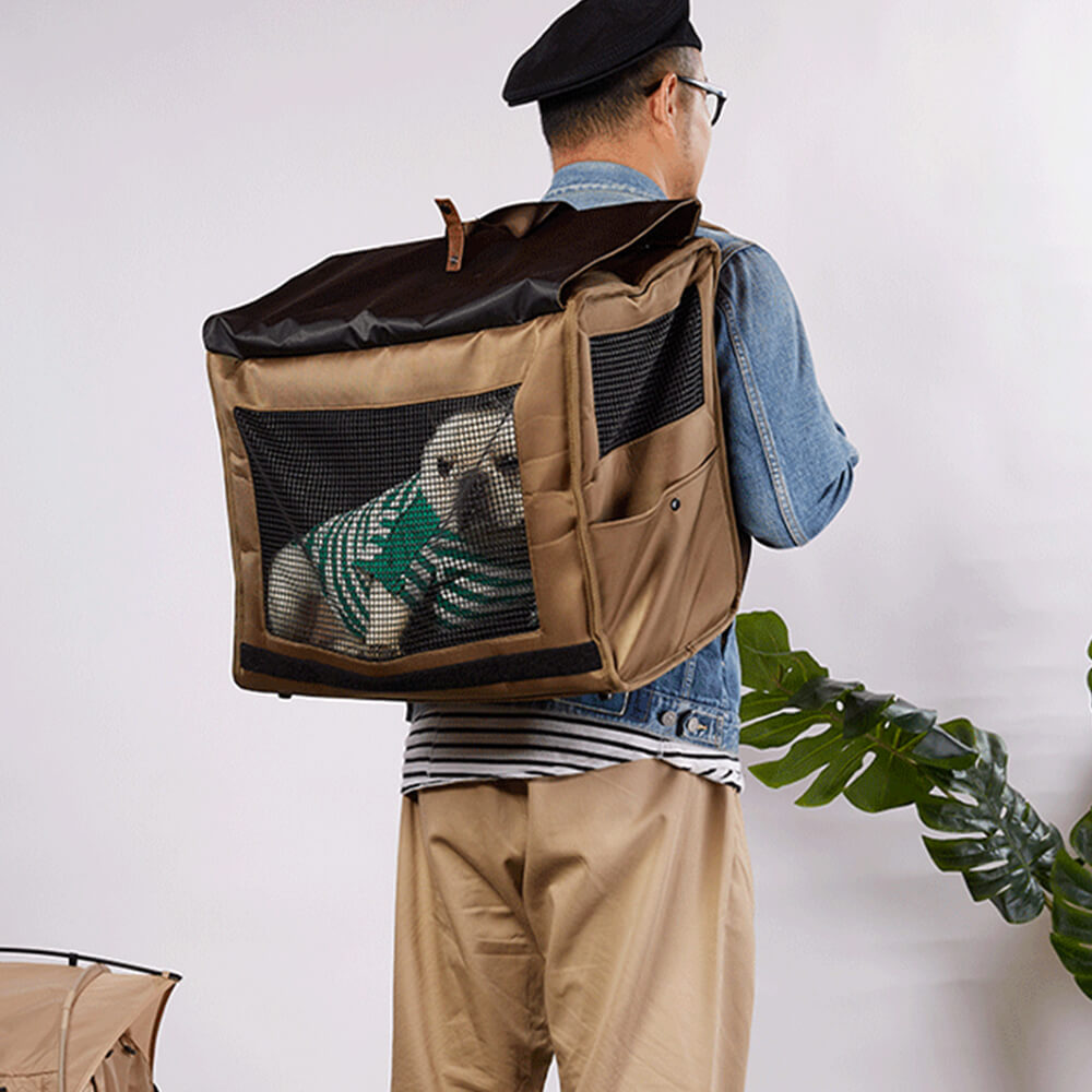 Unisex pet carrier, black, waterproof fabric, great for adventures