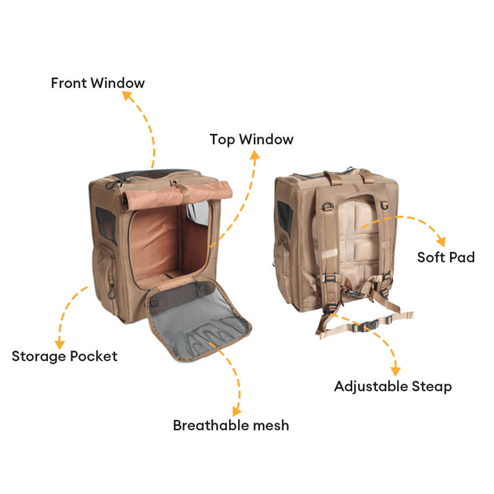 Small pet travel backpack, breathable mesh windows, dog carrier