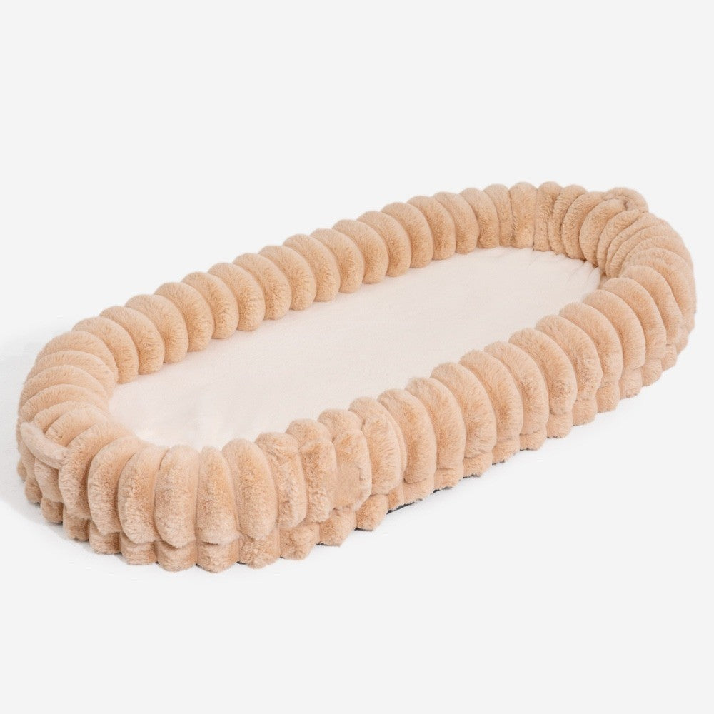 Washable faux fur large donut bed, comfortable and durable for any pet or human, grey color