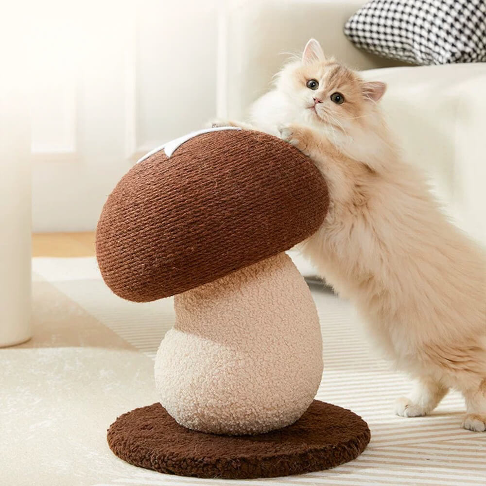 Attractive mushroom-shaped cat scratcher, natural sisal for large cats' exercise