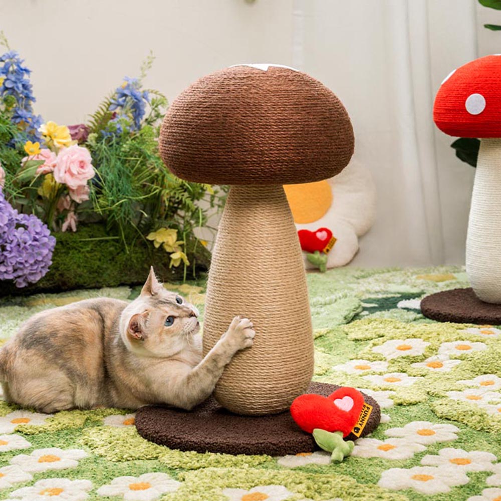 Mushroom cat scratching post for large cats, durable natural sisal, pet furniture