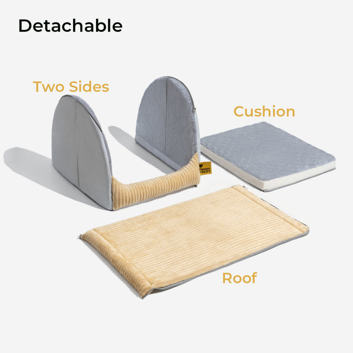 Detachable large dog bed, soft flannel, offering a warm and enclosed space for pets. Pet supplies.