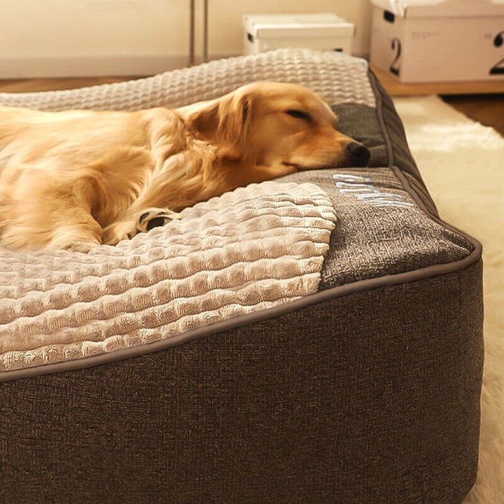 Close-up of crystal velvet fabric on large dog bed replacement cover, pet bedding accessory