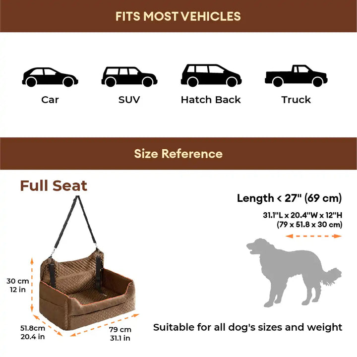 Washable dog car seat bed for back seat, enhances pet safety and comfort on road trips, portable