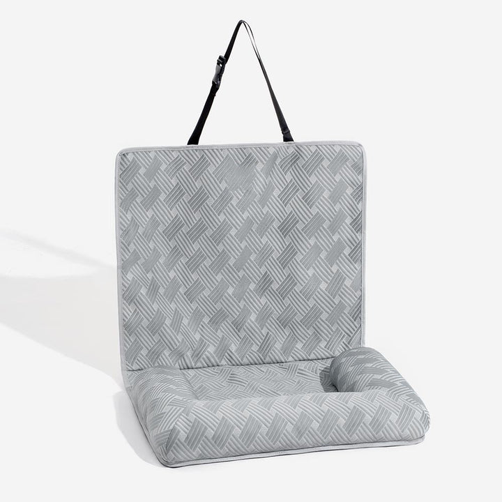Spacious car seat bed for dogs, a cooling bolster design, ensuring pet comfort during vehicle travel.