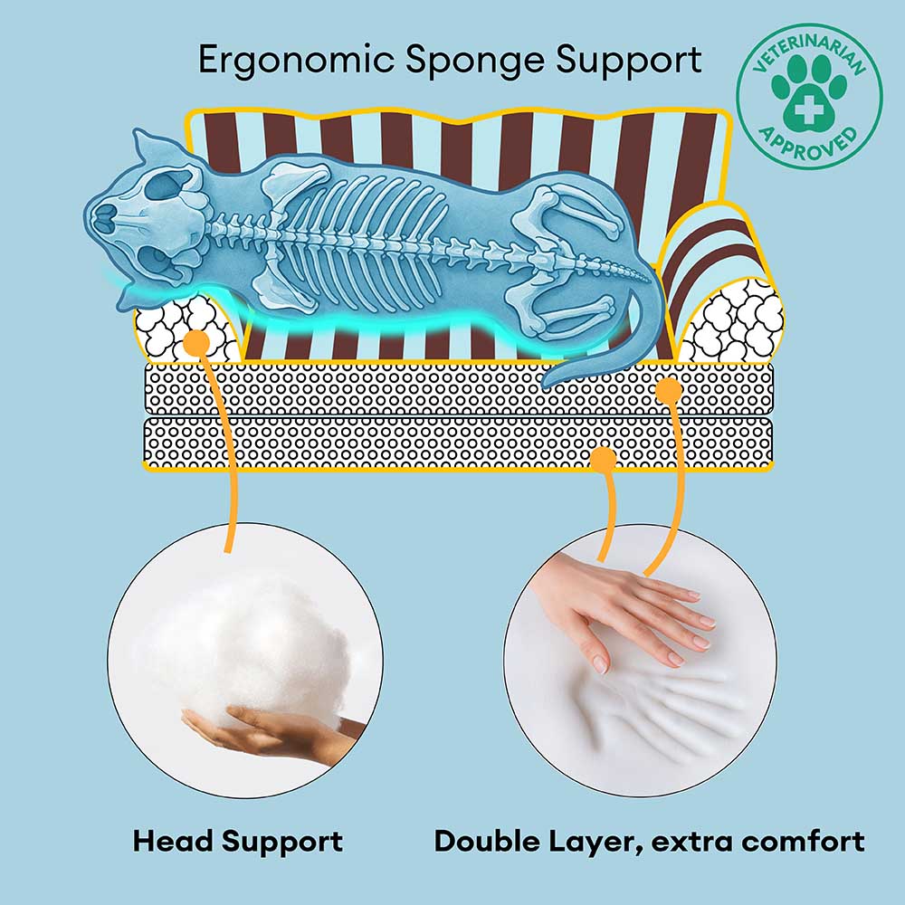 Foldable dog bed, waterproof, striped, perfect pet sofa for large breeds, durable and washable.