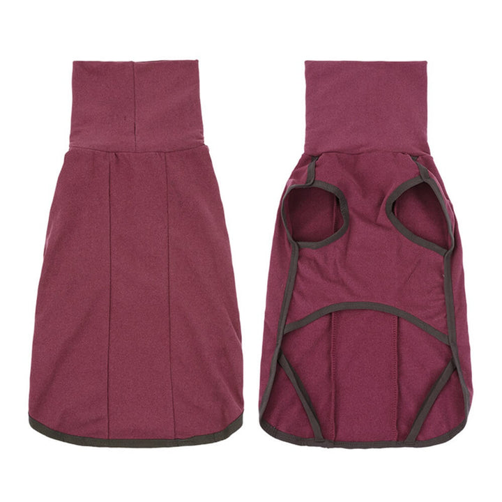 Dog winter coat in vibrant orange, showcasing its reflective trim for large breeds.