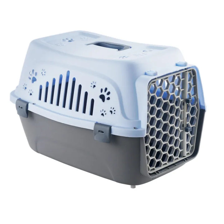 Comfortable IATA compliant pet carrier for large cats or small dogs, travel-ready crate.