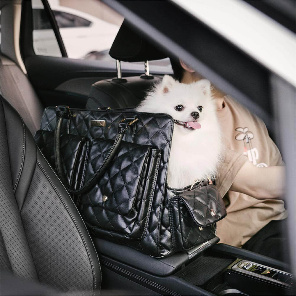Large pet carrier for dog safety during travel, yellow, with high visibility mesh panels