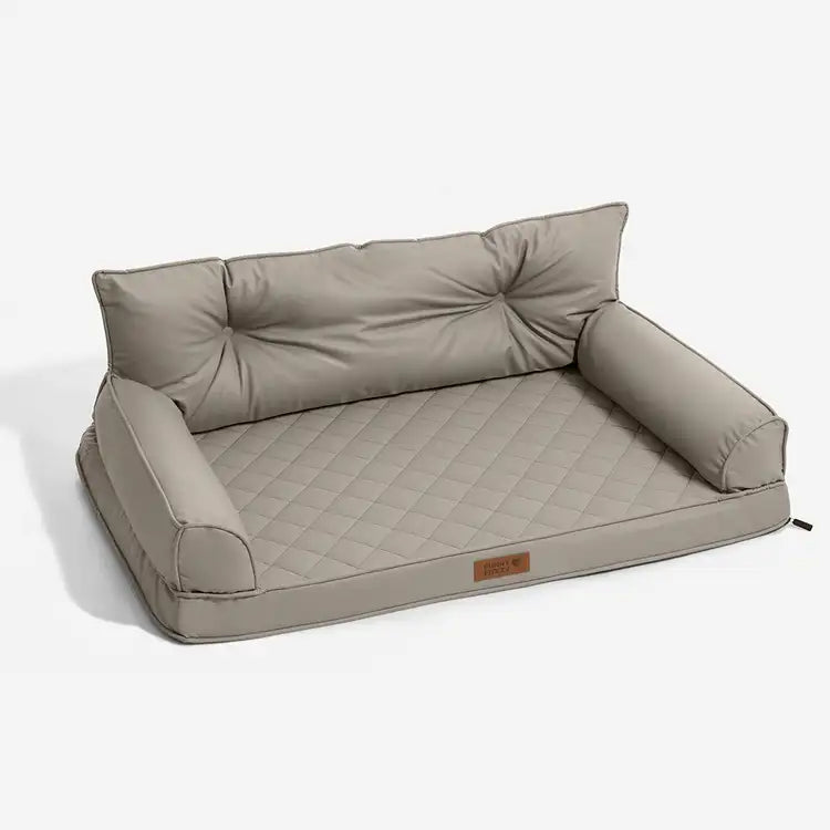 Faux leather orthopedic dog bed, large, foldable, provides excellent comfort for pets