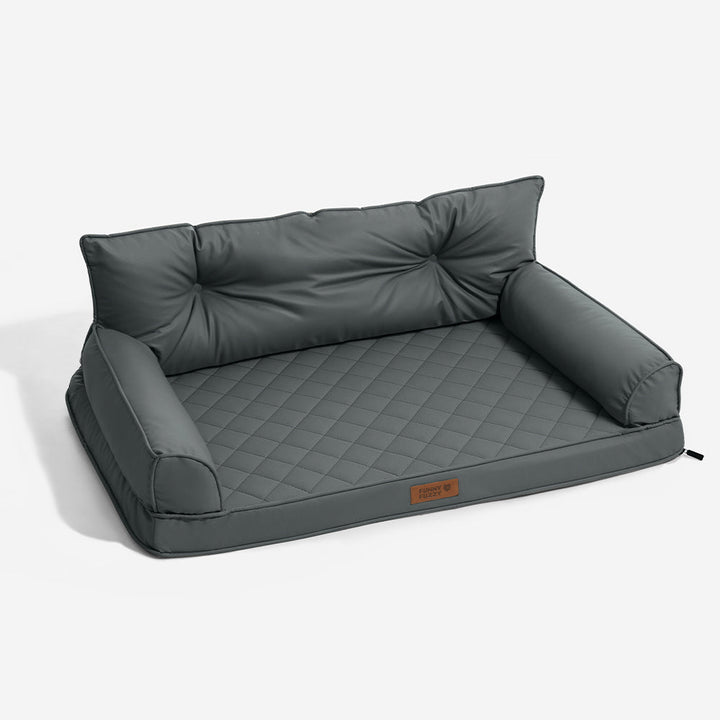 Comfortable large orthopedic dog bed, faux leather, foldable for storage, easy clean