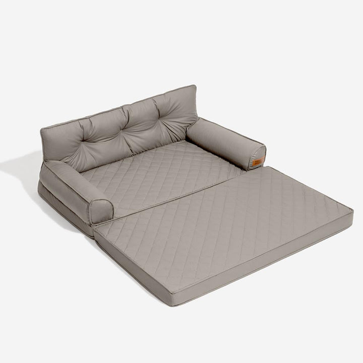 Large orthopedic pet bed, foldable, faux leather, offers superior comfort and support for dogs