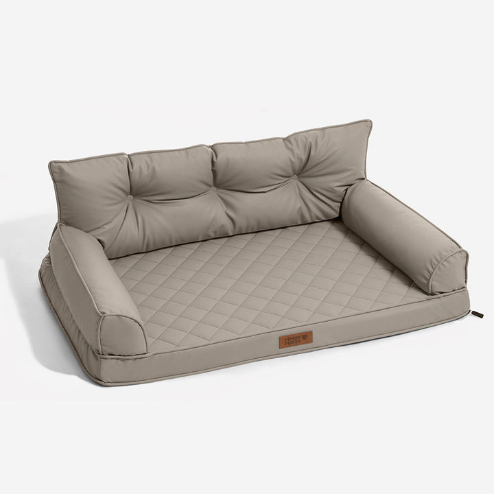Waterproof, easy-clean faux leather orthopedic dog bed, large and foldable for convenience