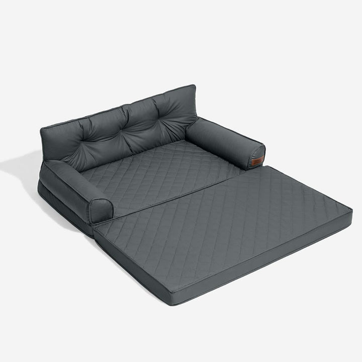 Foldable orthopedic dog bed for large dogs, comfortable and durable faux leather