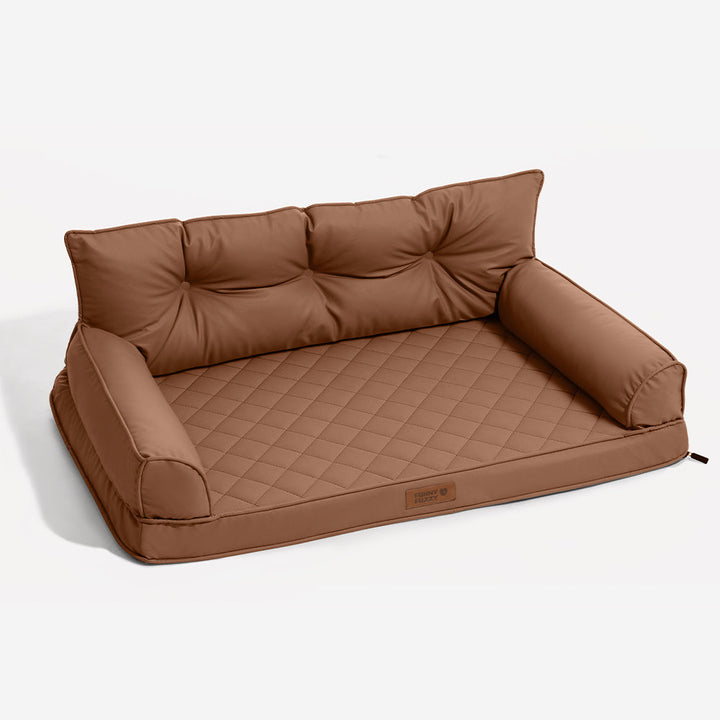 Pet lounge orthopedic dog bed, large, faux leather, foldable, offering comfort and support