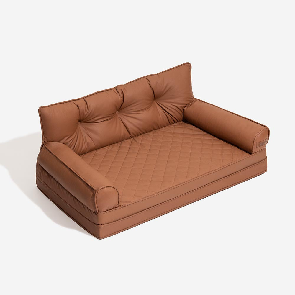 Orthopedic dog bed, large, faux leather, foldable, waterproof, provides ultimate pet comfort