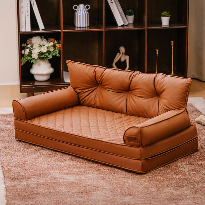 Waterproof faux leather orthopedic dog bed, large, offers superior comfort and support