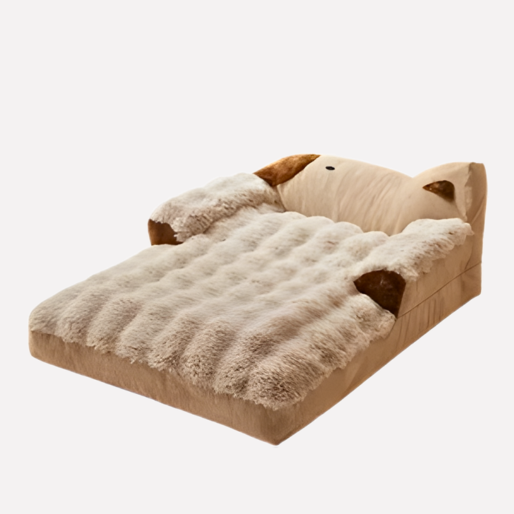 Large orthopedic dog bed with removable washable cover, providing comfort for big dogs on non-slip base.