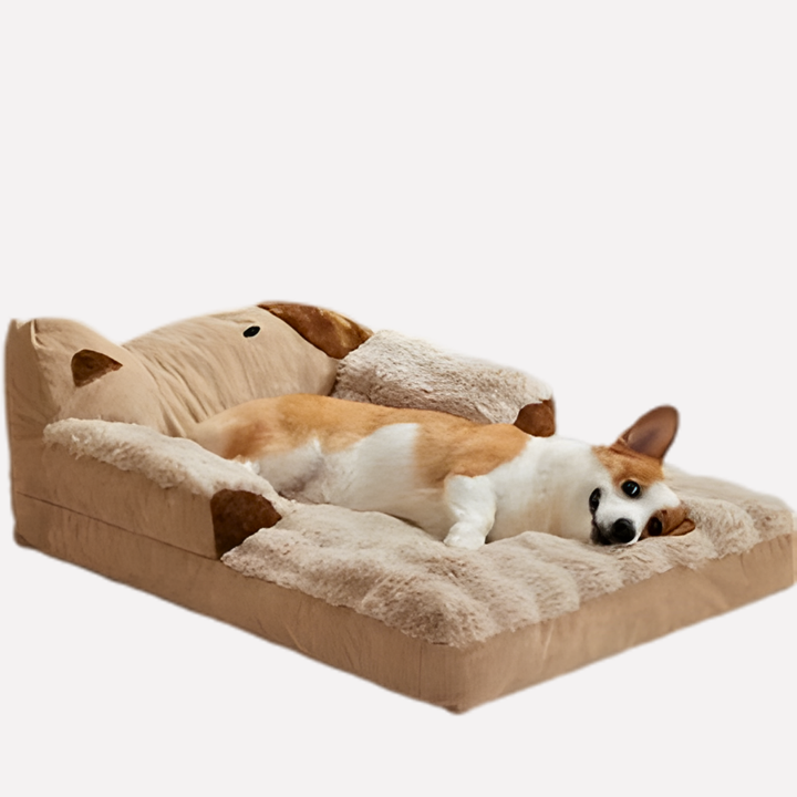 Washable pet bed for large dogs, gray orthopedic foam with non-slip bottom, ideal for joint comfort.