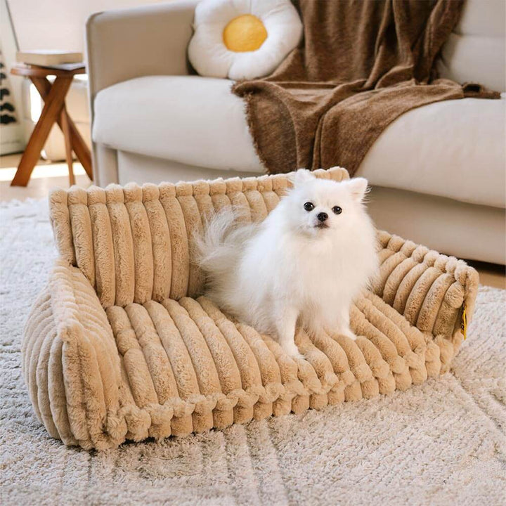 Large dog bed, orthopedic memory foam, with integrated headrest, washable