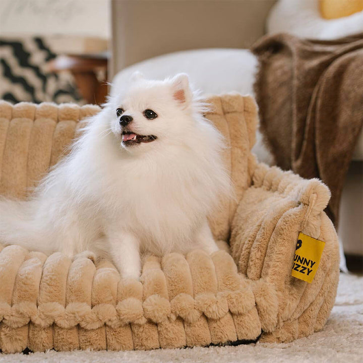 Large dog sofa bed, washable, with headrest support for joint relief