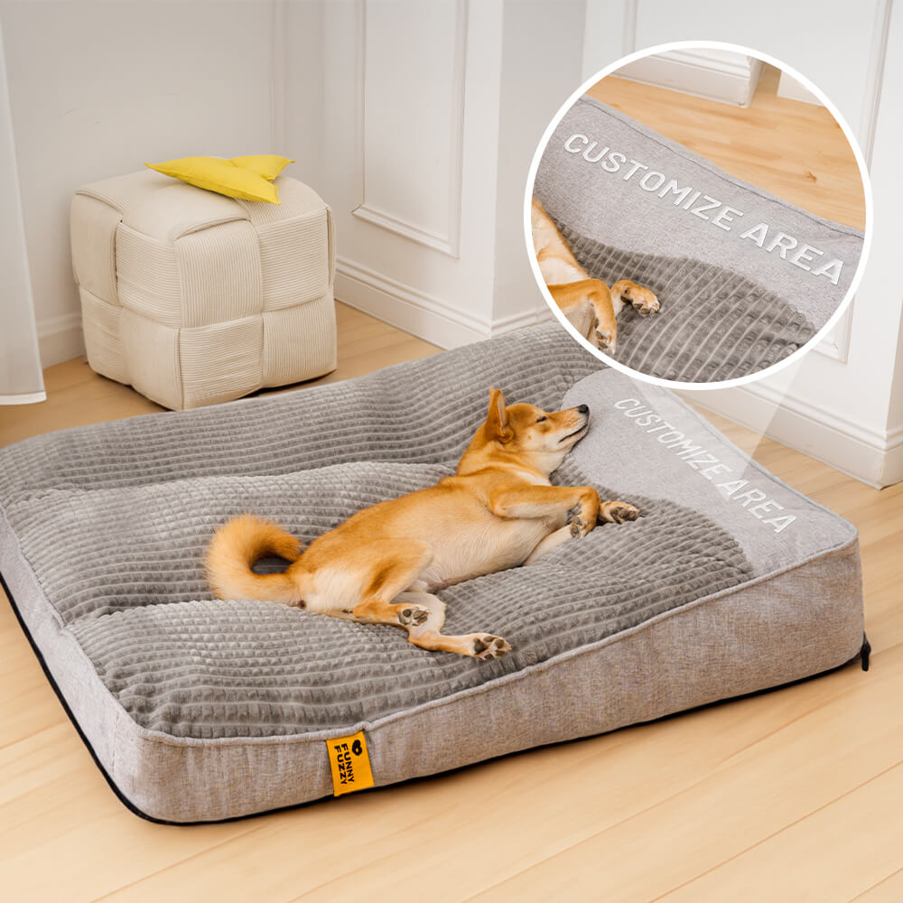 Orthopedic pet bed for large dogs, highlighting its spine-friendly design and soft material