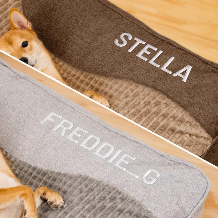 Orthopedic dog bed for large breeds, gray, with a comfortable, supportive design