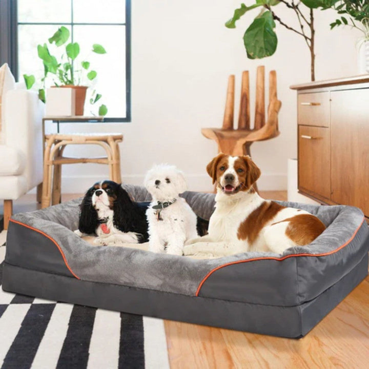 Large orthopedic memory foam dog bed with removable, washable cover for big breeds