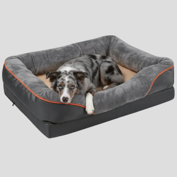 Durable, large dog bed with orthopedic memory foam padding and easy-clean cover