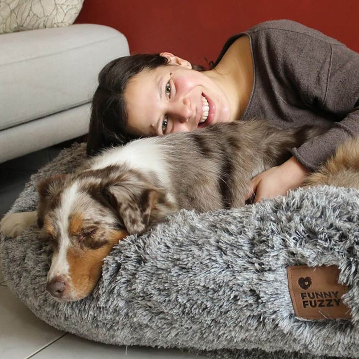 Unisex human dog bed, washable faux fur, designed for ultimate deep sleep experience