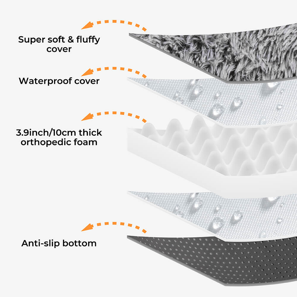 Large oval pet bed, deep sleep engineering, shared comfort for human and dog