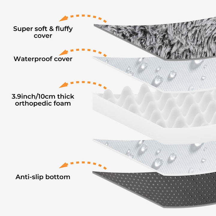 Large oval pet bed, deep sleep engineering, shared comfort for human and dog