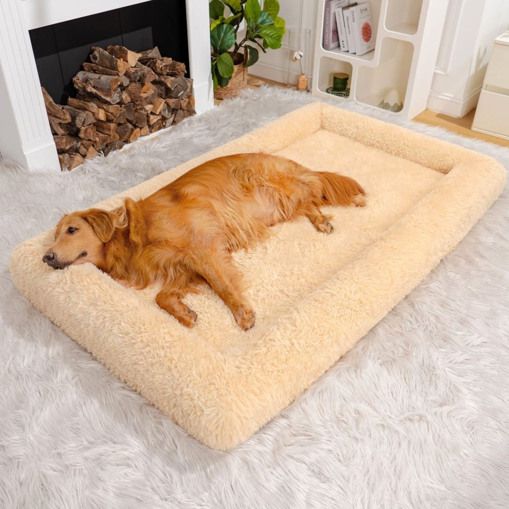 Human dog bed for deep sleep, washable grey faux fur, ultimate shared comfort