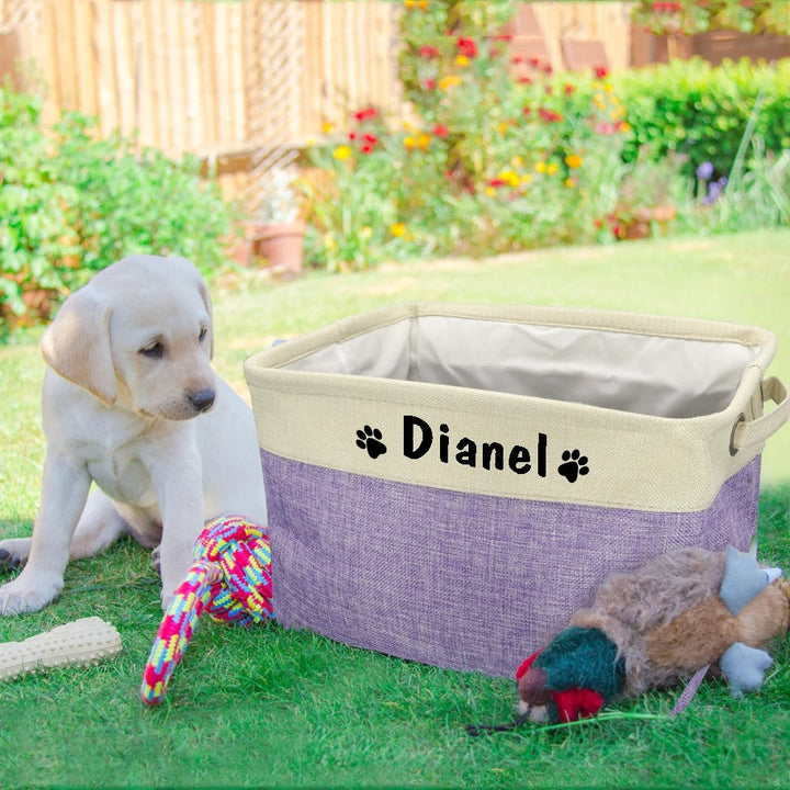 Empty large pet toy storage basket, durable and collapsible fabric design for easy use
