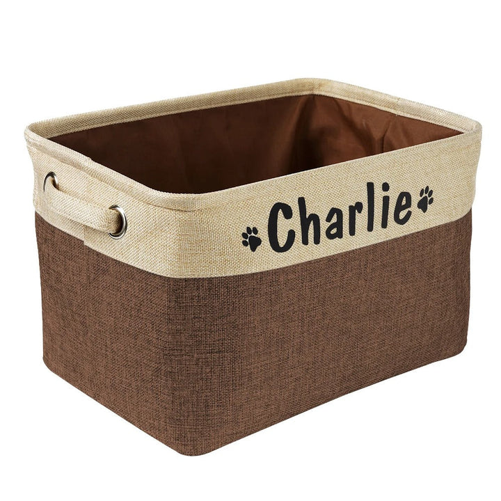 Large pet toy storage basket with easy-carry handles, a practical dog toy organizer