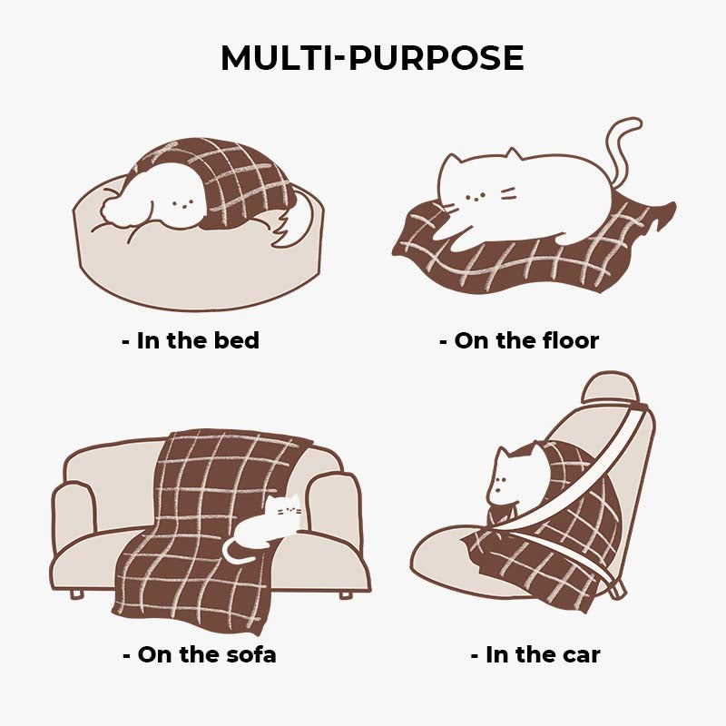 Cat blanket in a stylish plaid design, large and soft fleece provides warmth and pet accessory.