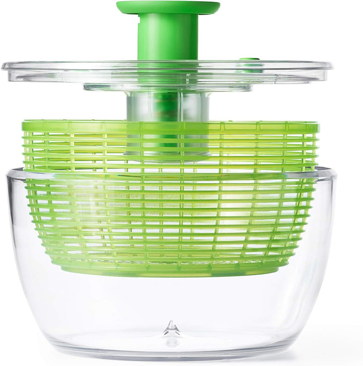 BPA-free large salad spinner, ideal for quick and safe salad prep, drying fresh produce and leafy greens efficiently.