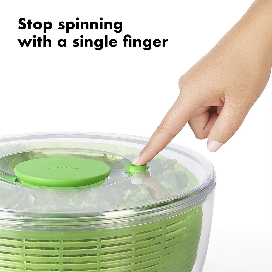Efficient vegetable dryer and large salad spinner; a must-have kitchen gadget for crispy, healthy fresh greens.