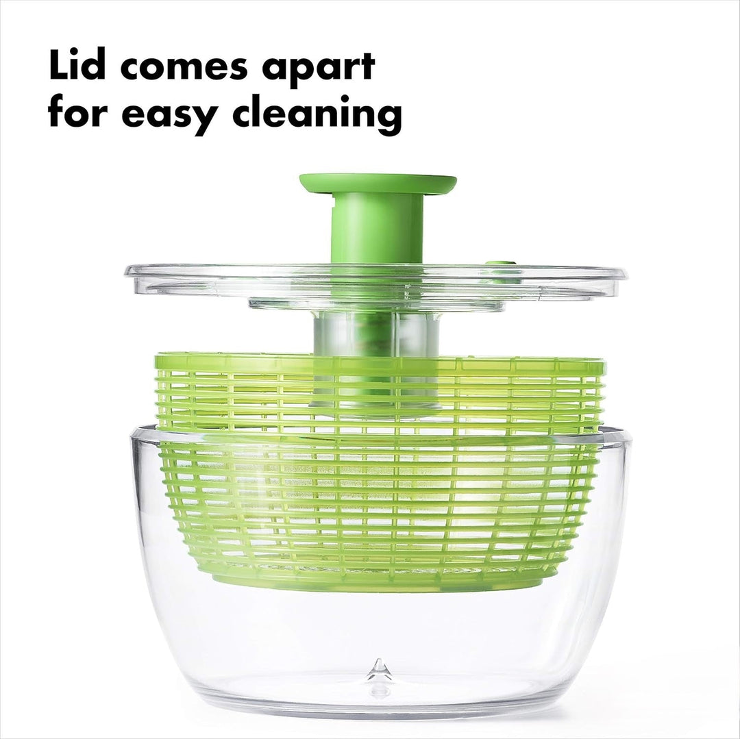 Large capacity salad spinner for quick & easy fresh green prep; a top kitchen tool for healthy food and salad drying.