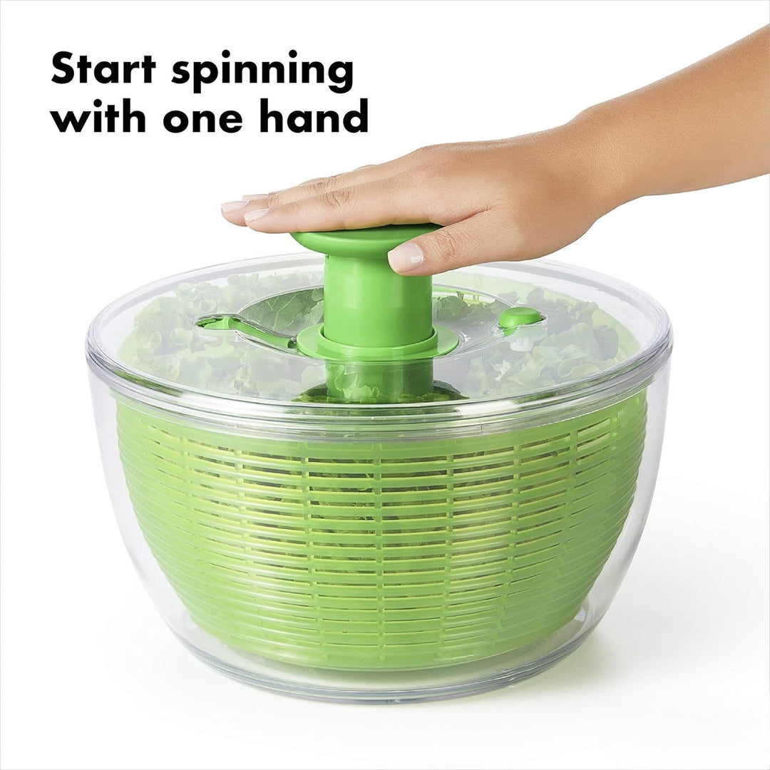 Spin and dry your salad greens quickly with this large capacity vegetable dryer, making salad prep simple and fast.