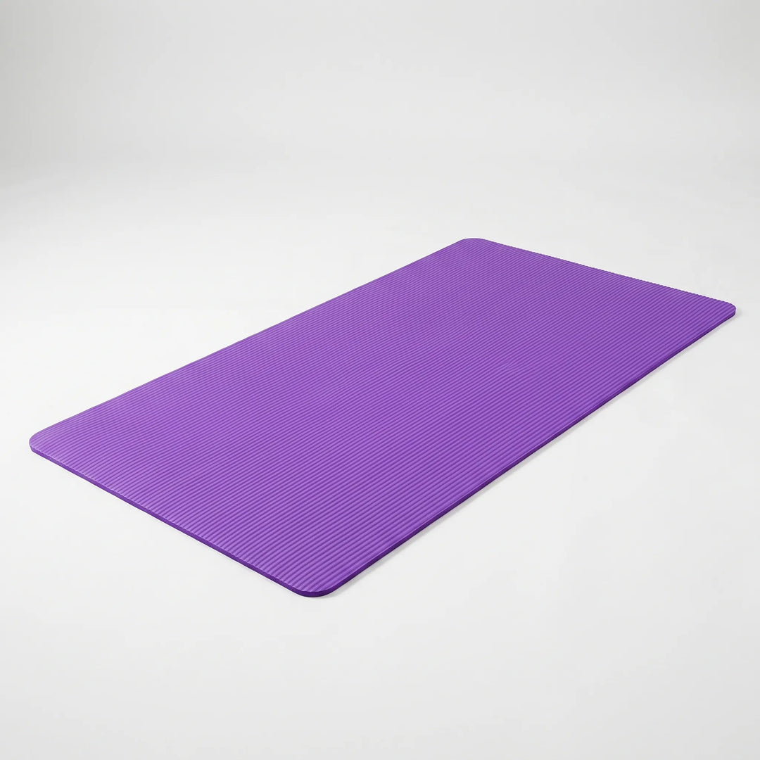 Thick purple yoga mat, extra large for men & women. Ideal for pilates, stretching & home gym fitness.