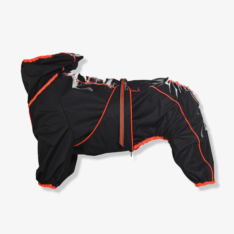 Folded waterproof dog coat, large size, showcasing durable material for outdoor pet apparel.
