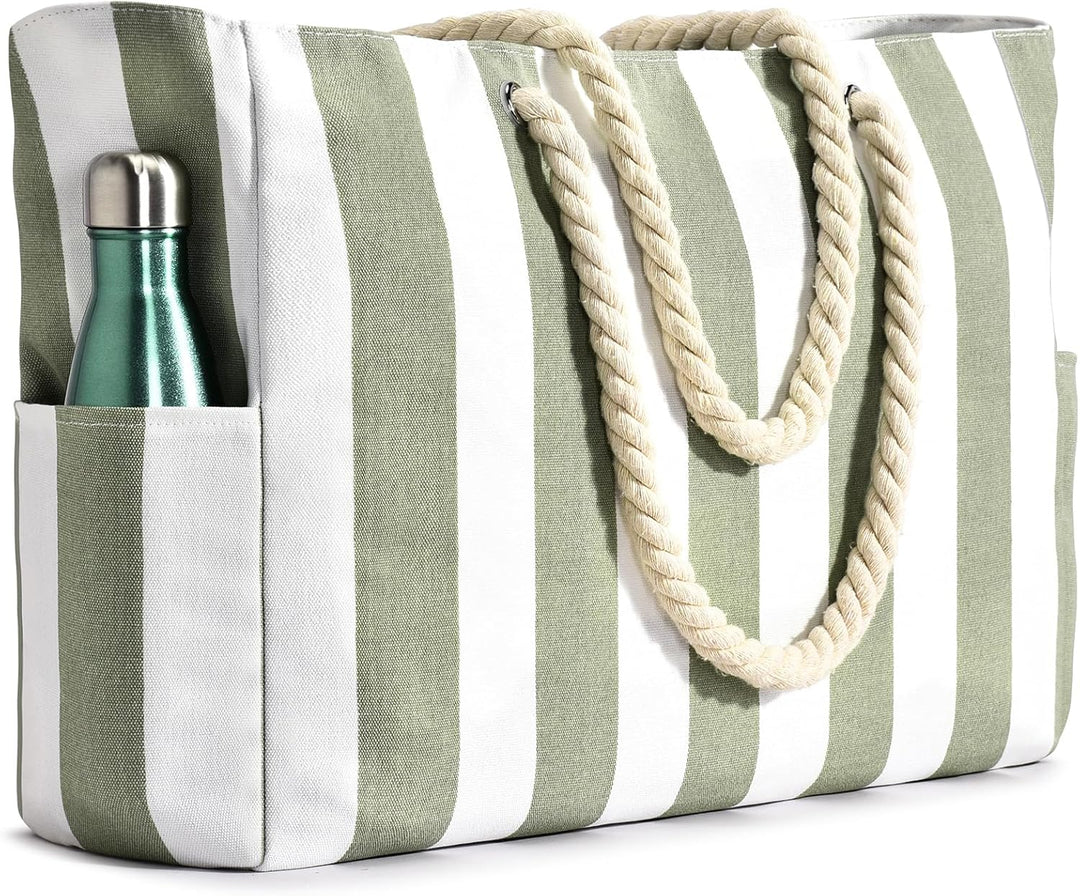 Green waterproof weekend bag, sandproof, keeps your gear protected.