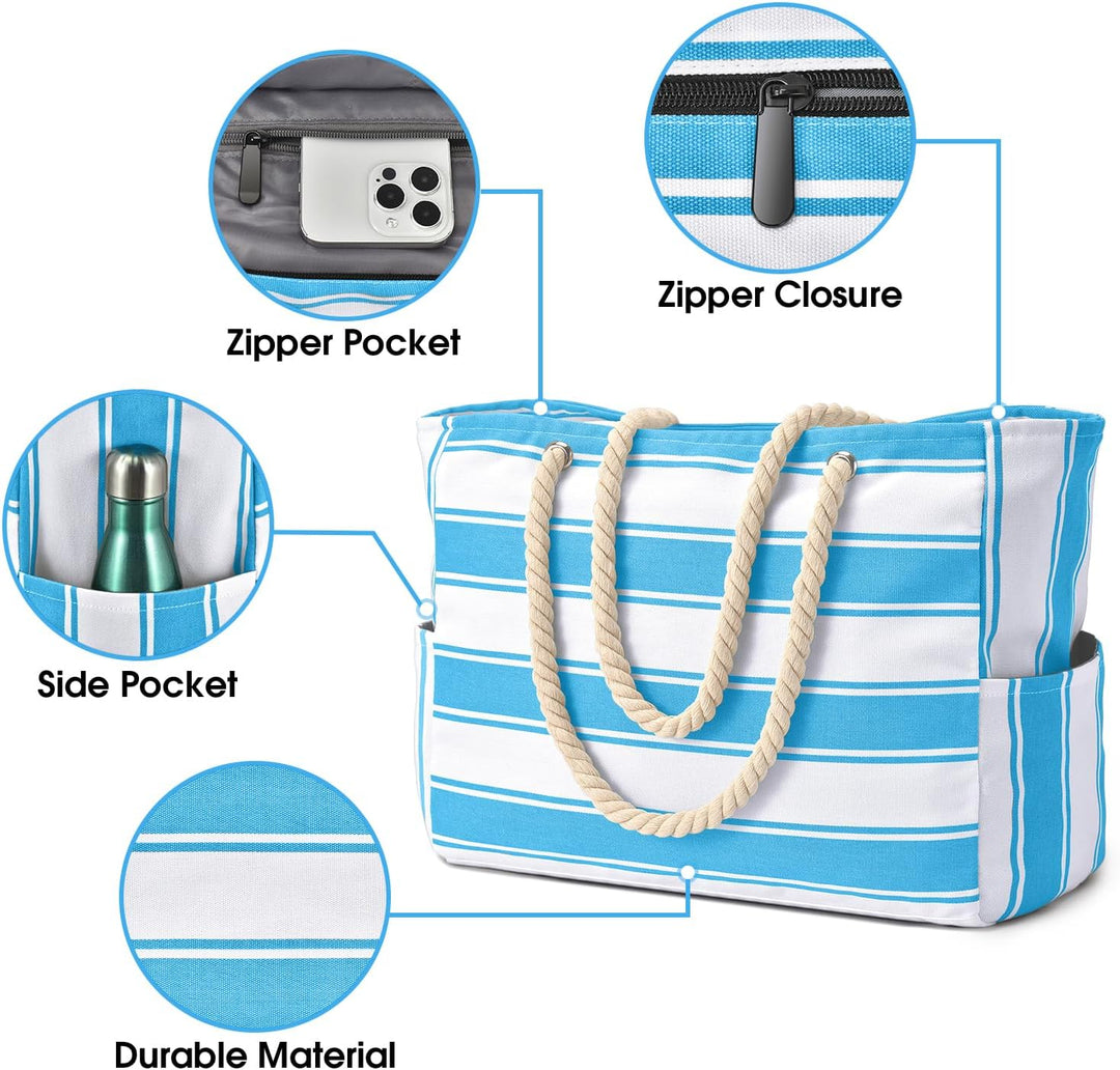 Unisex large capacity waterproof sandproof tote for beachgoers.