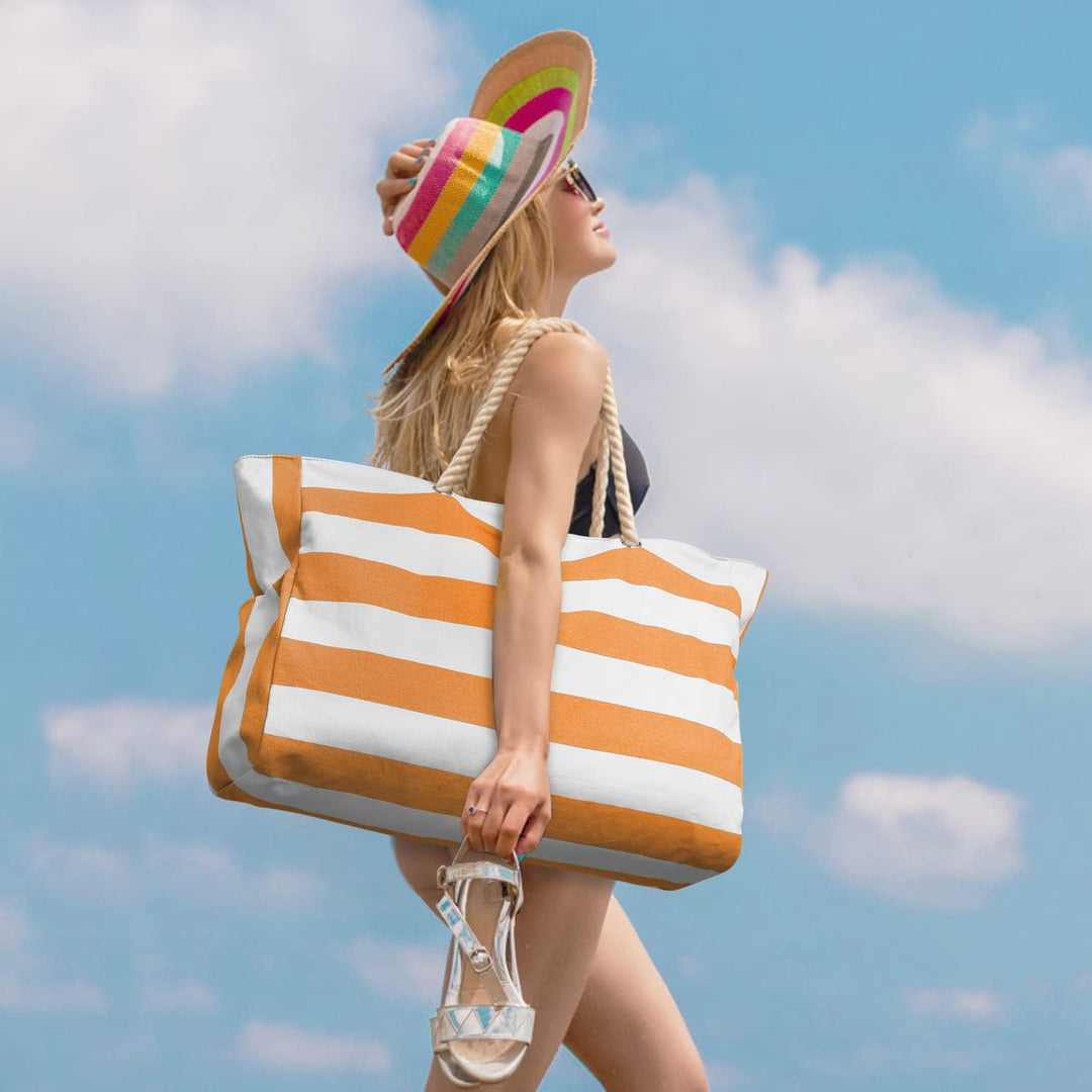 Sandproof picnic bag, waterproof, large, holds food and drinks securely.